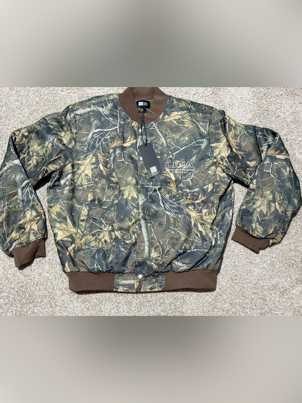 Men’s LIRA camo bomber jacket insulated lined snap front size XXL